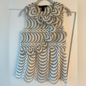 Elegant Marc Jacobs Silver and Cream Sleeveless Top